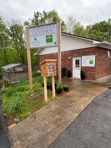 front of building and view of blessing box